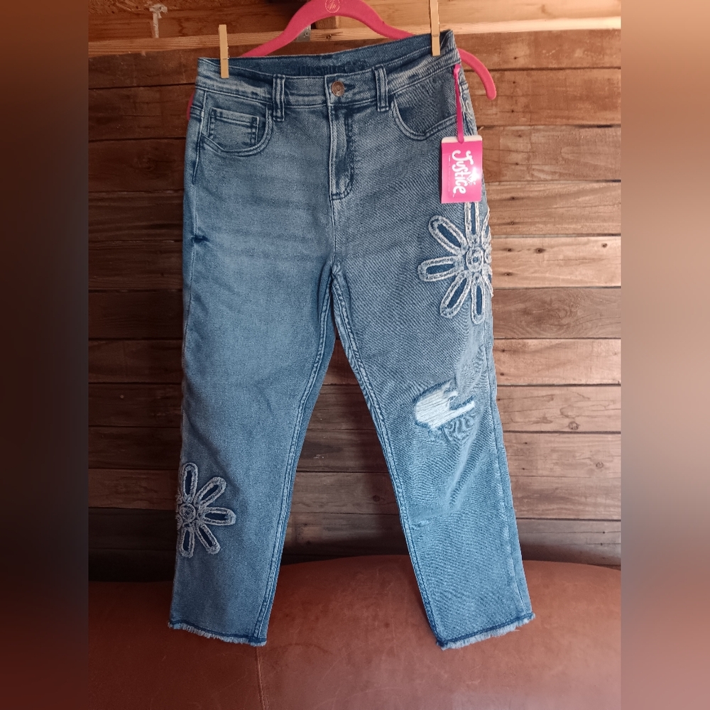 Floral Embroidered Blue Jeans